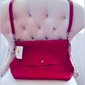 NWT Candy Apple Red Maison Heritage authentic leather messenger/crossbody bag